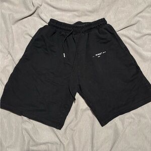 Off-White Black Athletic Shorts with Elastic Waistband